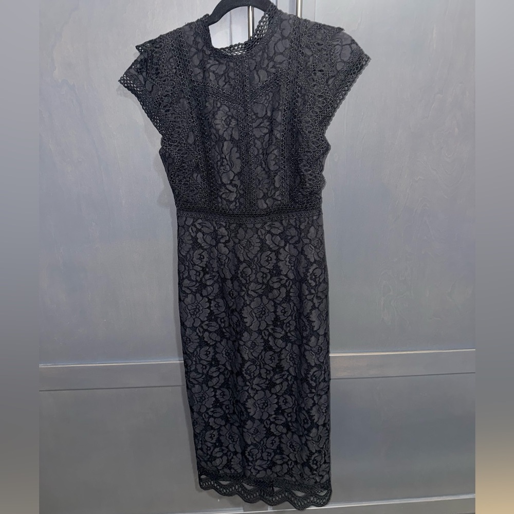 VICI Collection Black Midi Lace Dress